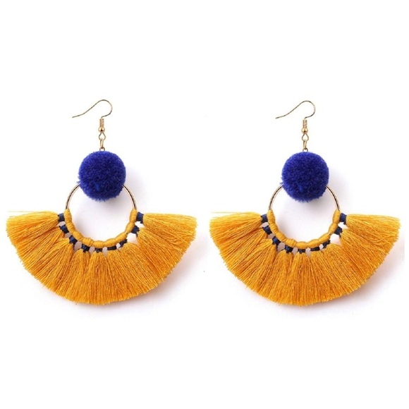 💖SUNBURST CHARLIE YELLA TASSLE WOMAN’S EARRINGS - Picture 5 of 7